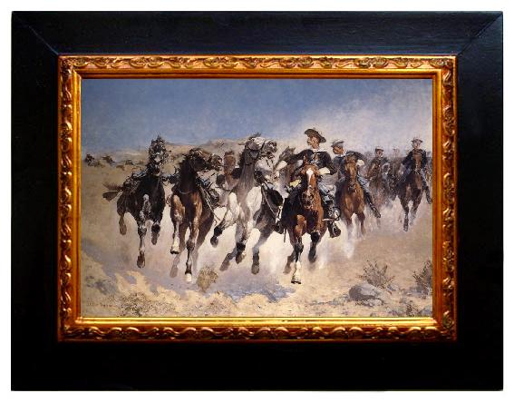framed  Frederic Remington Dismounted:The Fourth Trooper Moving the Led Horses, Ta064